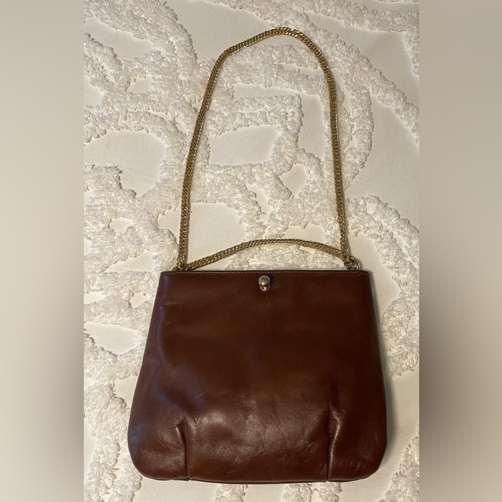 Vintage (1970s) Ruth Saltz Brown Leather Adjustable Cougar Head Purse - Picture 3 of 9